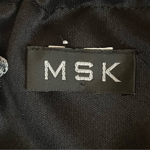 MSK Black White Chain Sequined Snakeskin Print Party Event Tunic Top Size L - Picture 7 of 9